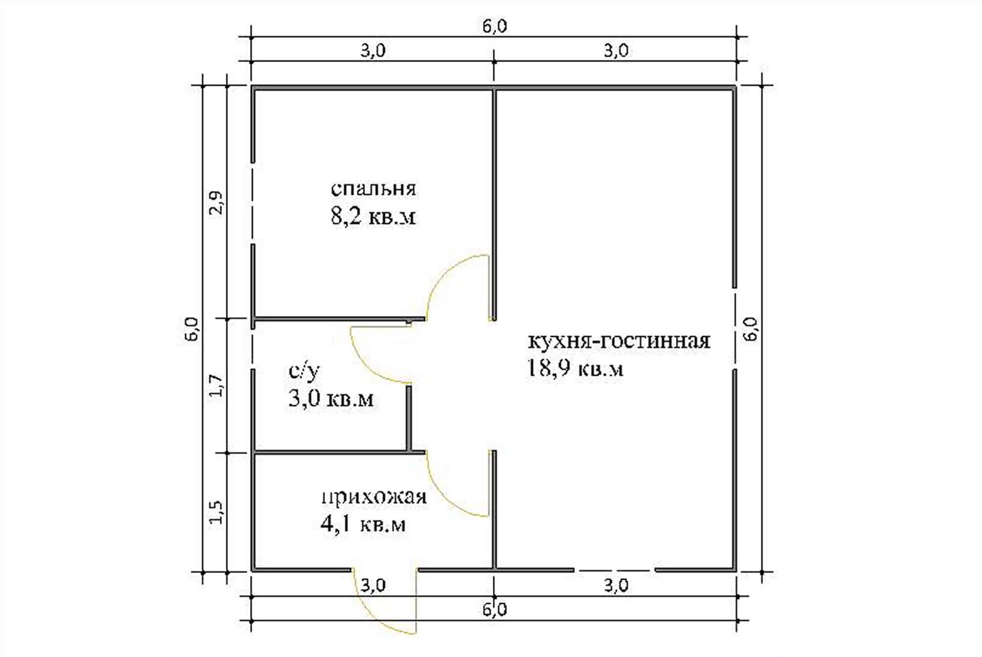 Планировка дома 6х6 одноэтажный