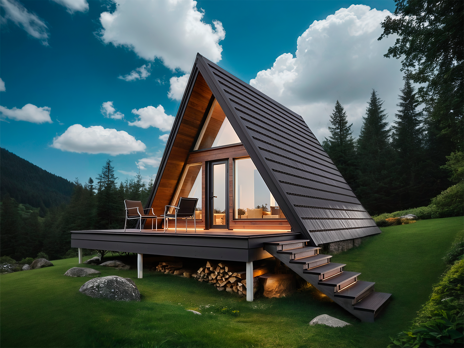 Дом в стиле A-Frame 6*6 м