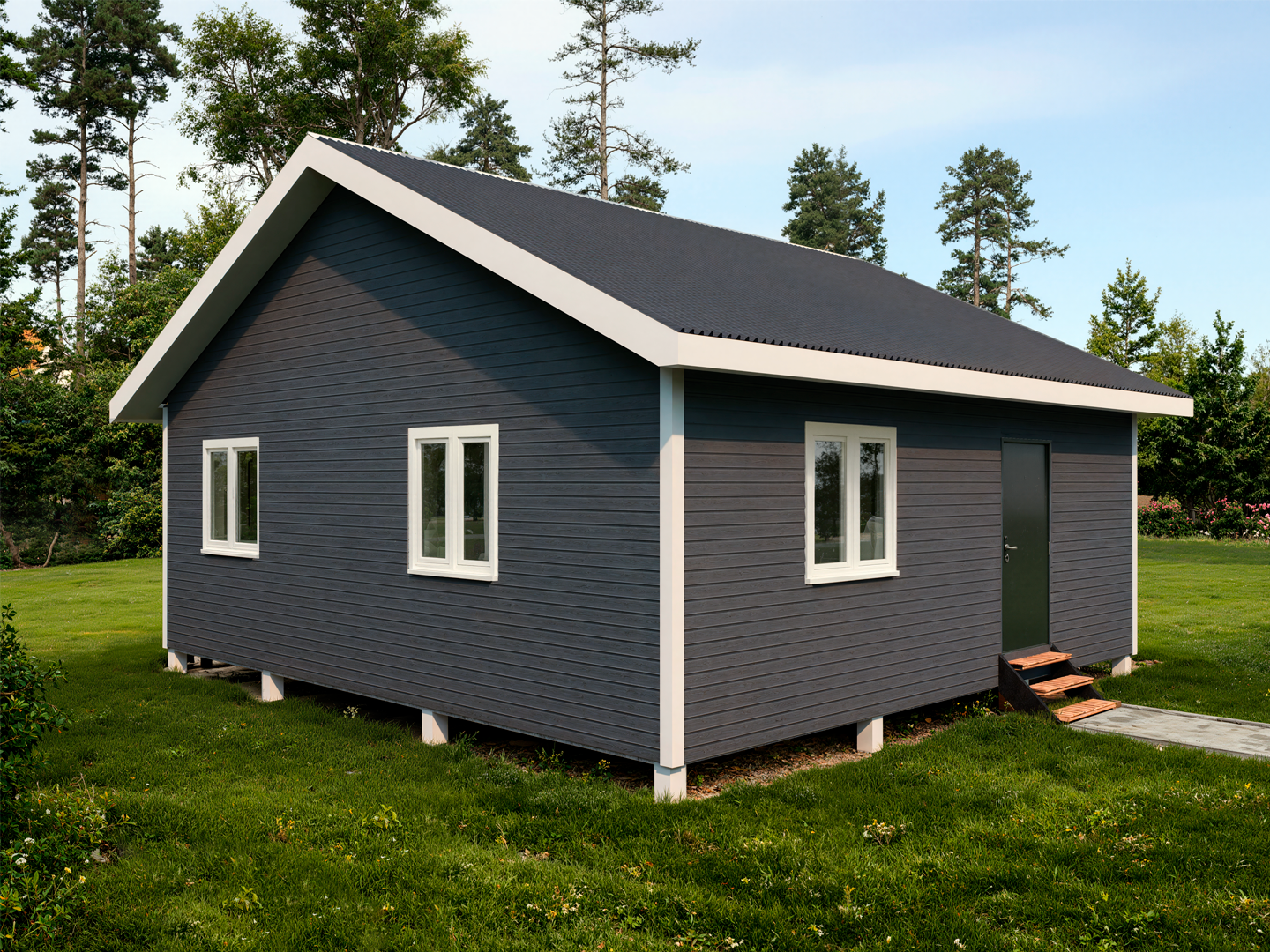 Проект каркасного дома. Размер: 7,5м х 8м Площадь: 60 м²
